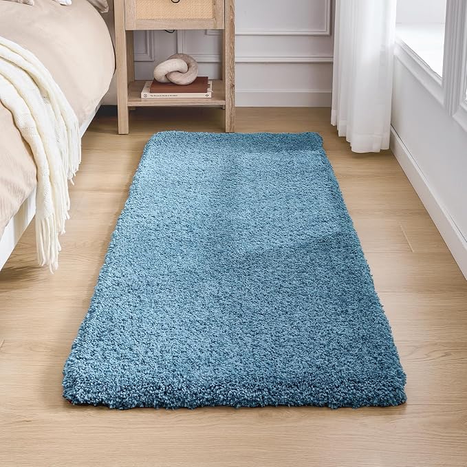 Disolla Blue Bathrom Runner Rug 24x59 - Large Soft Plush Bath Mat, Thick Long Non-Slip Shaggy Floor Mat, Ultra-Absorbent for Master Bathroom Bedroom