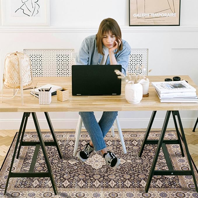 Office Chair Mat for Hardwood Floor, 60"x45" Easy Glide Computer Desk Mat Protector for Rolling Chair Under Desk Rug Nonslip Backing, Machine Wash, (Modern)