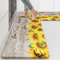 KIMODE Anti Fatigue Kitchen Mat for Floor, Farmhouse Sunflower Kitchen Rugs 2 PCS, Kitchen Floor Mats Non-Slip Cushioned, Comfort Standing Mat for Sink, Laundry, Desk Brown 17"x47"+17"x29"