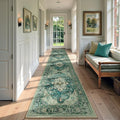 RELEANY Area Rugs Runner 2'x9' Washable Non-Slip, Floral Vintage Distress Medallion Carpet for Kitchen Hallway Bedroom Beside Laundry Room Bathroom, Dark Blue Vintage