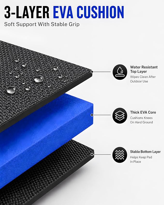 Foldable EVA Utility Mat with Handle, Heavy Duty Mechanic Mat for Kneeling, Workouts, Garages, Gardening, Camping, Picnics, Outdoor Adventures and Home Gyms, Blue