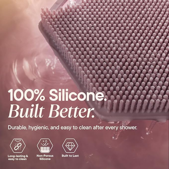 TOOLETRIES Premium Silicone Body Scrubber 2.0, Hygienic Loofah Alternative, Exfoliating Shower Scrubber for Sensitive Skin, Quick Drying & Long-Lasting Bathroom Essentials for Men & Women - Blossom
