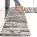 KIMODE Anti Fatigue Kitchen Mats for Floor 17"x47"+17"x29", Abstract Farmhouse Kitchen Rugs, Non Slip Waterproof Kitchen Floor Mats, Comfort Standing Mats for Laundry Office Sink Desk Black Grey