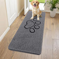 Smiry Dog Door Mat for Muddy Paws, Absorbent Dirt Trapper Non Slip Quick Dry Washable Chenille Mat for Mud Dogs, Entry Rug for Indoor and Outdoor (59x24 Inches, Dark Grey and Black)
