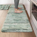 KIMODE Anti Fatigue Kitchen Mats for Floor 20"x47"+20"x32", Cushioned Abstract Kitchen Rugs Sets of 2, Padded Kitchen Floor Mats, Comfort Standing Mats for Laundry Office Sink Desk Green