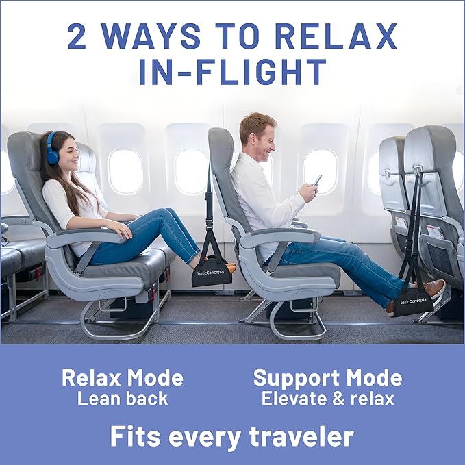Airplane Footrest (4 Pack), Perfect Foot Hammock for Airplane Travel or Office - Relax Your Feet