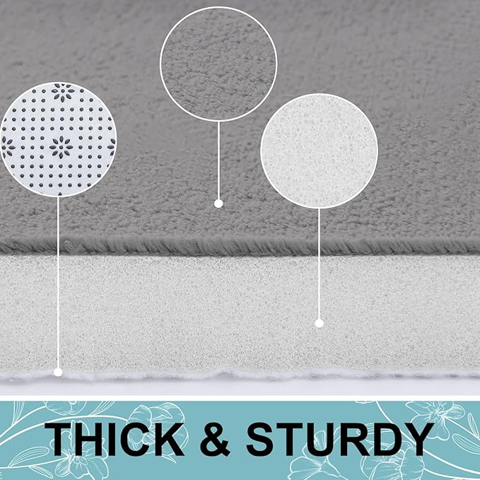 Smiry Memory Foam Toilet Rugs U-Shaped 24x20, Extra Soft Absorbent Non-Slip Contour Bathroom Rugs, Machine Washable Bath Mats for Toilet, Grey