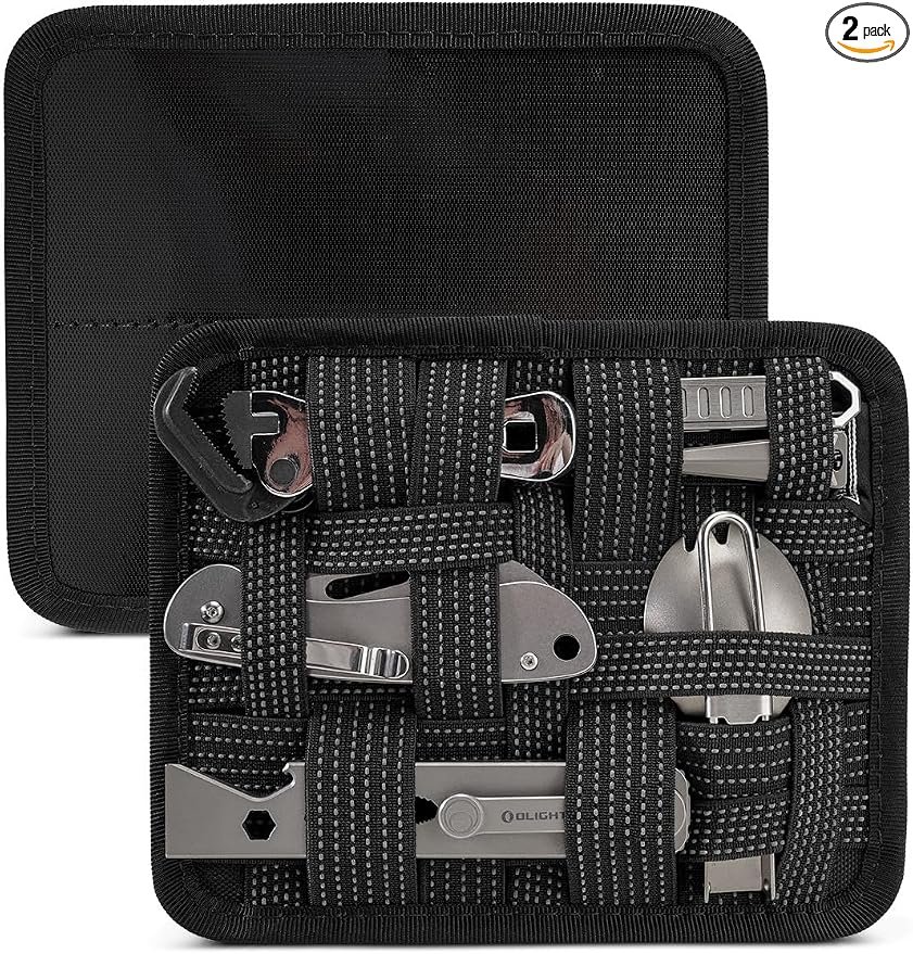 TACTICAL_GEEK EDC Organizer Board, Anti-Slip Elastic Woven Board, Utility Bag Insert Panel for Small Gear, Backpack Accessories (TCM11-M-Black)
