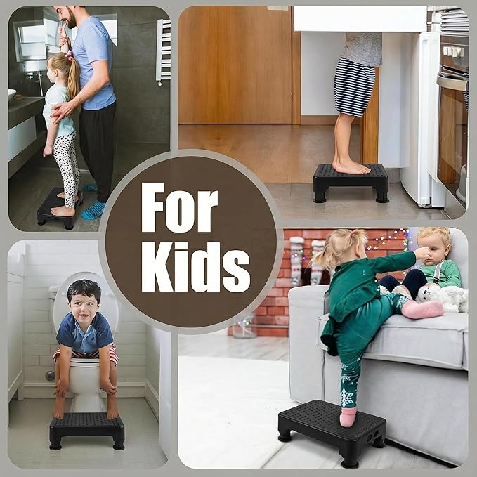 CHIKILLA Adjustable Step Stool for High Beds and Cars, 650lbs Heavy Duty Bed Step for Elderly, Non-Slip Mobility Platform for Bathtub, Kitchen, SUV, 4 Height Levels 3.4-5" Portable Stair Assist, Black