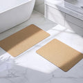 Bathroom Rugs Sets 2 Piece, Thin Bath Mat Absorbent Quick Dry, Machine Washable, Rubber Backing for Non Slip, Low Pile Cozy Cloth Bathroom Rug Set for Tub/Sink/Shower (27"x17" & 36"x24", Khaki)