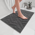Non-Slip Bath Mat with Rubber Backing, Washable Thin Bath Mats for Bathroom Floor, Absorbent Bathroom Rugs, Quick Dry, Fits Under Door Grey 20x32