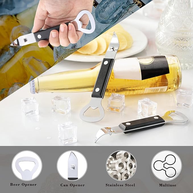 2PCS Bottle Opener, JINLIFA Stainless Steel Manual Can Punch Bottle Cap Beer Bottle Openers, Dishwasher Safe
