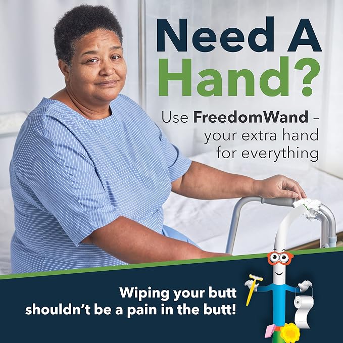 FreedomWand Multipurpose Toilet Aids - 25.5" Inch Wiping Aid Toileting for Women & Men, Butt Wiper Tool, Toilet Assist Device and Paper Extender, Ideal for Elderly, Disabled and Post Surgery Use