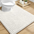 OLANLY Thick Toilet Rugs U-Shaped 24x20, Extra Soft Absorbent Shaggy Chenille Contour Bathroom Rugs for Toilet, Dry Quickly, Machine Washable, Non-Slip Bath Mat, Ivory