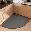 SUMLANS Fan Shaped Kitchen Mat 1 PCS, Cushioned Non Slip Rugs for Kitchen Floor, Absorbent Runner Comfort Standing Mats Washable for Kitchen, Office, Home (Black, Radius 47")