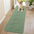 Smiry Dog Door Mat for Muddy Paws 70x24, Absorbent Dirt Trapper, Non-Slip Washable Chenille Entryway Rug for Inside Floor, Olive Green, Classic Solid