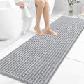 OLANLY Long Bathroom Rugs Runner 59x20, Thick Soft and Absorbent Chenille Bath Mat, Non-Slip, Machine Washable Quick Dry Bath Rugs for Tub Shower Floor, Home Decor Accessories, Light Grey