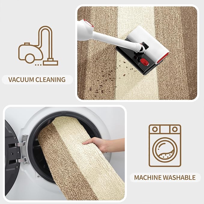 Kitinjoy Indoor Outdoor Door Mat, 48x32 Non-Slip Absorbent Dirt Trapper, Low-Profile Washable Inside Entrance Front Floor Mat, Sturdy Soft Entry Doormats for Entryway, Khaki