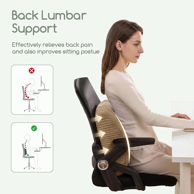 HIGOGOGO Lumbar Support Pillow for Recliner Chair/Accent Chair/Couch, Large Memory Foam Back Support Cushion for Elderly, Recliner Cushions for Back Rest, Pain Relief, Reading, Washable Cover, Coffee