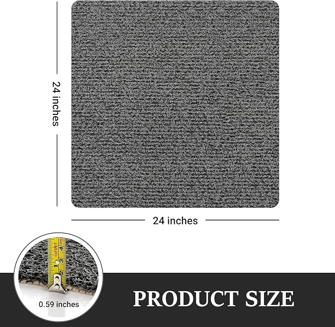 LuxStep Shower Mat Bathtub Mat,24x24 inch, Non-Slip Bath Mat with Drain, Quick Drying PVC Loofah Bathmat for Tub,Shower,Bathroom (Phthalate Free,Black)