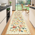 DUKINO Runner Rug for Hallway, 2.6x10 Washable Floral Long Kitchen Rug with Non Slip Backing, Lightweight & Stain Resistant Runners for Indoor Entrance, Laundry, Living Room, Bedroom, Beige Yellow