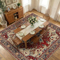 RELEANY Area Rugs Square 10ft Washable Non-Slip, Floral Vintage Distress Medallion Carpet for Living Room Bedroom Dining Room, Red Blue