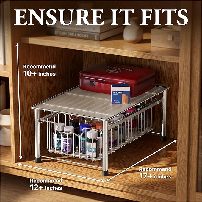 Simple Houseware Stackable Basket Drawer, Chrome