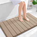 OLANLY Memory Foam Bath Mat 40x24, Super Soft Absorbent Bathroom Rugs, Quick Dry, Machine Washable Shower Floor Rugs, Bathmat Carpet, Bathroom Home Decor Accessories, Tan
