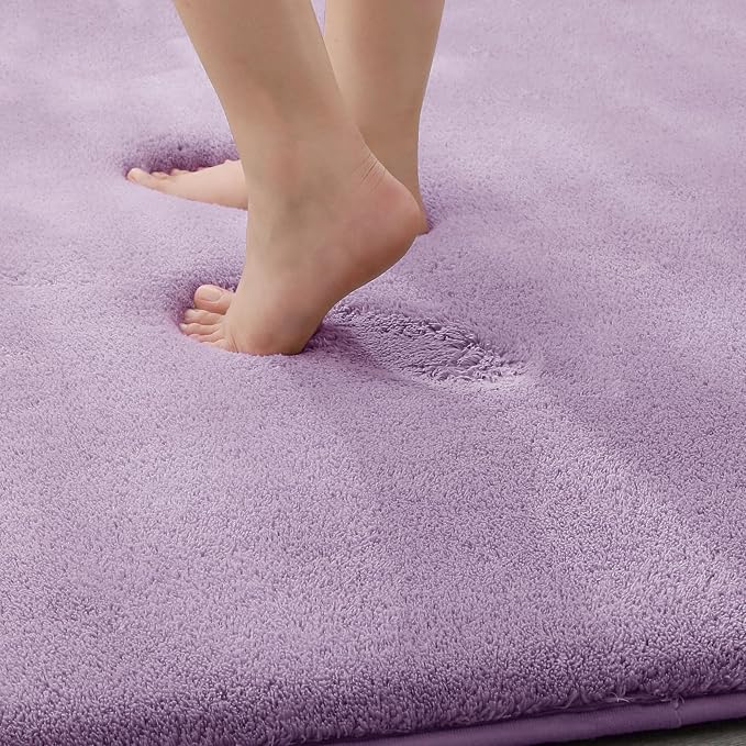 MINIDEAR Bathroom Rugs 36x24 Purple - Thick Memory Foam Bath Mat, Ultra Soft & Plush Fluffy, Non-Slip, Quick Dry, Absorbent Washable Floor Microfiber Mat for Tub, Home Decor Accessories