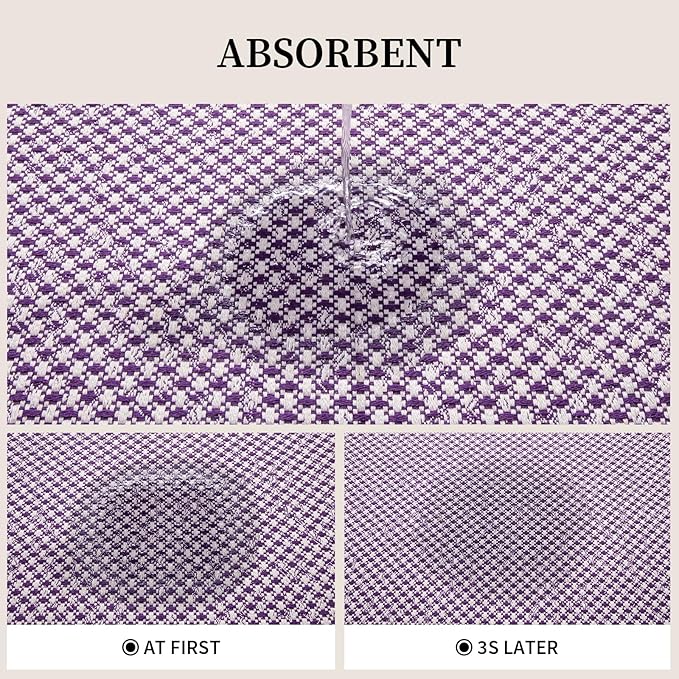 YIHOUSE Thin Bath Mat Purple Bathroom Rugs Sets 2 Pieces, Non Slip Absorbent Mats Quick Dry, Woven Rugs Washable, Tapetes para Baño for Bathroom Toilet,Bathtub(17"x24"+17"x32")