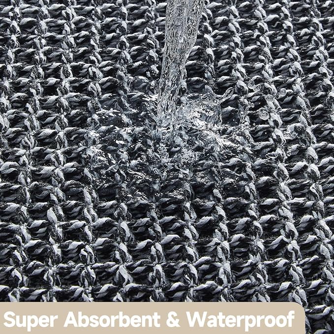 TYUU Black and White Bathroom Rugs, Waffle Bath Mat Non Slip Washable Super Absorbent Quick Dry Boho Farmhouse Bathroom Decor, 36"x24" Black and White