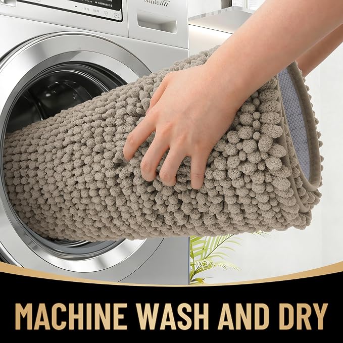 OLANLY Thick Bathroom Rugs 30x20, Extra Soft Absorbent Chenille Bath Rugs, Rubber Backing, Machine Wash Dry, Bath Mats for Bathroom Floor, Tub and Shower, Home Decor Accessories, Warm Taupe