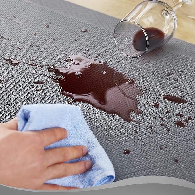 Ophanie Kitchen Mats for Floor, 3/4 inch Thick, 17x24 Anti Fatigue Cushioned Mat, Kitchen Rugs, Waterproof, Comfort Ergonomic Standing Mat for Office, Home, Sink, Grey Non-Slip Ridged Bottom