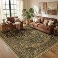 RELEANY Area Rugs 5'x7' Washable Non-Slip, Floral Vintage Distress Medallion Carpet for Living Room Bedroom Dining Room, Brown Dark Brown