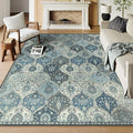 Lahome Moroccan 8x10 Area Rugs for Living Room, Washable Rugs 8x10 Ultra-Thin Oriental Non-Slip Non Shedding Accent Carpet for Bedroom Dining Room Office Nursery Elise, Blue