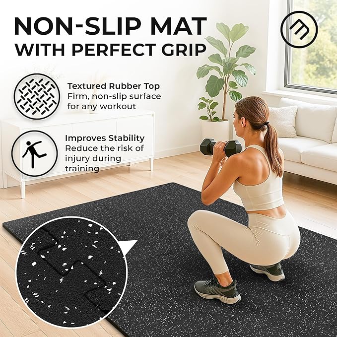 bemaxx Gym Mats Set - 54 pcs EVA Interlocking Foam Floor Tiles (12.6"x12.6"x0.4") 54sqft Protective Gym Flooring Sports Home Workout Exercise Mats Puzzle Garage Fitness Play-Room Pool Treadmill Bike