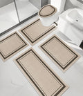 chakme Bathroom Rug Sets 5 Piece, Ultra Thin Bath Mat Absorbent, Non Slip, Machine Washable, Light Beige, 17" x 24" / 17" x 30" / 17" x 59"