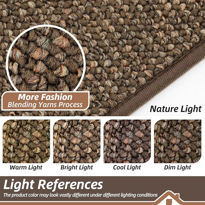 BEQHAUSE Dirt Trapper Door Mat 32" x 48" Half Circle Non-Slip Washable Doormats Entrance Rugs Absorbent Welcome Low Profile Floor Mats for Front Back Door and Entryway, Brown