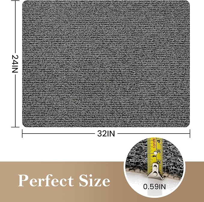 Shower Mat Bathtub Mat Non-Slip,32x24 inch, Soft Tub Mat with Drain,PVC Loofah Bath Mat (Phthalate Free) for Tub and Bathroom,Quick Drying,Black