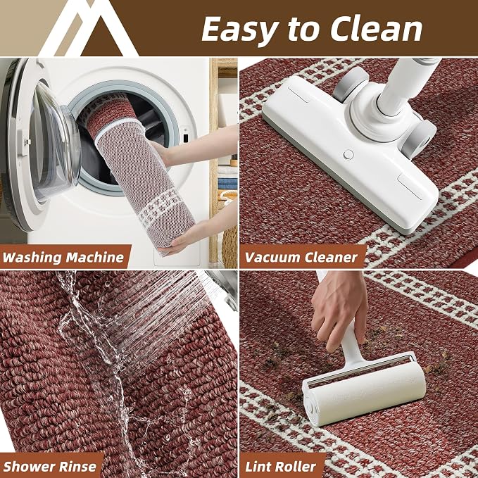 COSY HOMEER Kitchen Rugs Non-Slip 20x30/20x48 Inch Thick Polypropylene Standing Mat for Home Machine Washable, Red