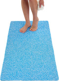Shower Mat Non Slip - PVC Loofah Inside or Outside Showers, Bathtubs, Bathrooms, and Wet Areas - Safe for Textured Tiled and Smooth Floor - No Suction Cups Secure Anti Slip (Aqua Blue 24 x 47)