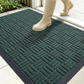 OLANLY Front Door Mat Outside Entrance 35x23, Absorbent, Heavy Duty Sturdy Natural Rubber Doormat Indoor Outdoor, Non-Slip, Stain and Fade Resistant, Low Profile Floor Mat for Entryway, Black Green