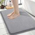 OLANLY Thick Memory Foam Small Bathroom Rugs 24x16, Extra Soft Absorbent Bathroom Mat, Quick Dry Bath Mats, Non-Slip, Machine Washable Carpet for Bathroom, Tub and Shower, Home Decor Accessories, Grey