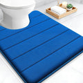 OLANLY Memory Foam Toilet Rugs U Shaped 24x20, Super Soft Absorbent Contour Bath Rugs, Quick Dry, Machine Washable Toilet Mat, Bathmat Floor Carpet, Bathroom Home Decor Accessories, Royal Blue