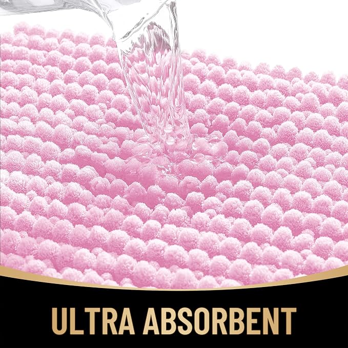 OLANLY Thick Bathroom Rugs 30x20, Extra Soft Absorbent Chenille Bath Rugs, Rubber Backing, Machine Wash Dry, Bath Mats for Bathroom Floor, Tub and Shower, Home Decor Accessories, Pink