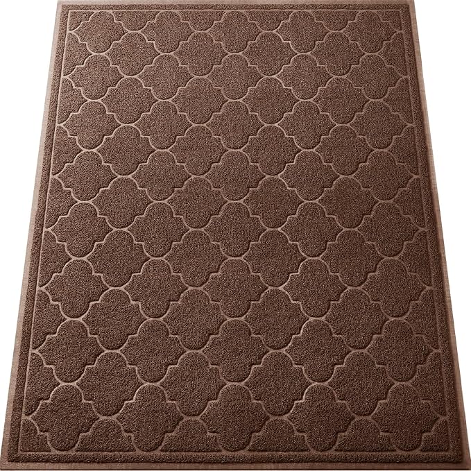 LuxStep Door Mat Large 36"x47"Indoor Outdoor Doormat, Non-Slip Low-Profile Design Floor Mat, Trap Dirt and Dust Front Door Welcome Mat for Entryway,Patio,Garage, Coffee