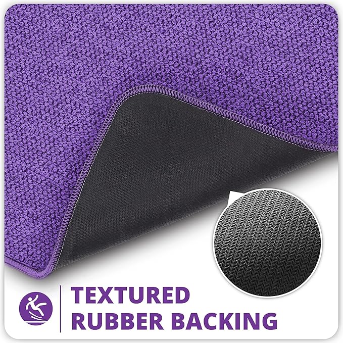 Bath Mat,Ultra Thin Bathroom Runner Rugs,Large Bath Mats for Bathroom,Quick Dry,Non-Slip,Machine Washable,Low Pile,Bath Rug,Shower Outside,Sink,Home Decor Accessories.Purple,1'5"x2'11"（17x35inch）