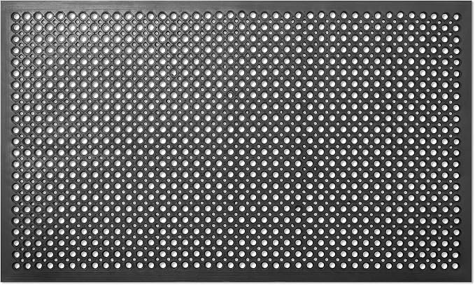 GRIDMANN Rubber Floor Mat, 36" x 60" Anti-Fatigue Drainage Mat, Non-Slip and Grease Resistant for Restaurants, Commercial Kitchens, Bar Floors, Black