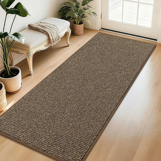 BEQHAUSE Dirt Trapper Door Mat 32" x 72", Non-Slip Washable Doormats Entrance Mat, Dirt Resistant and Absorbent Welcome Mat, Low Profile Floor Mats for Front Back Door and Entryway, Brown