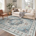Madane 6x9 Area Rugs for Living Room, Stain Resistant Washable Rugs, Non-Slip Backing Area Rug, Vintage Home Decor Rug for Bedroom (Blue, 6'x9')